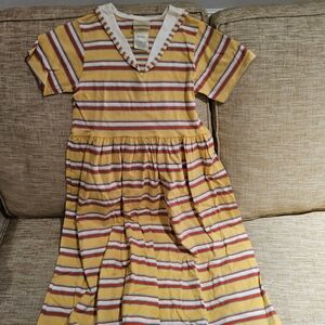 Laura Ashley Yellow and White Striped Kids Dress